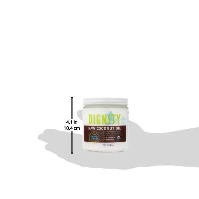 Dignity Coconuts Raw Coconut Oil - 100% Organic Unrefined Coconut Oil - 15 fl oz Glass Jar - Centrifuge Extracted