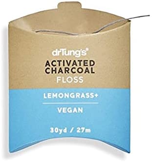 DrTung's Vegan Activated Charcoal Floss, Natural Lemongrass Flavor Dental Floss 2 Pack