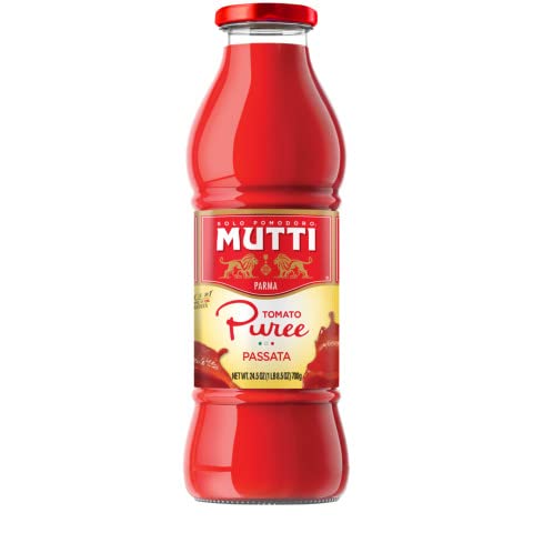 Mutti Tomato Puree (Passata), 24.5 oz. | 2 Pack | Italy’s #1 Brand of Tomatoes | Fresh Taste for Cooking | Canned Tomatoes | Vegan Friendly & Gluten Free | No Additives or Preservatives