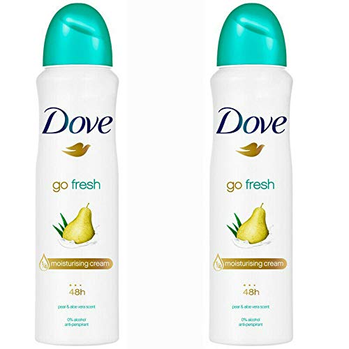 2 Pack Dove Go Fresh Pear & Aloe Antiperspirant Deodorant Spray, 150ml each