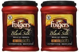 Fresh Taste of Folgers Coffee, Black Silk Flavored Ground Coffee, Bold Yet Smooth, Dark Roasted 10.3 Oz Canister - (2 pk)