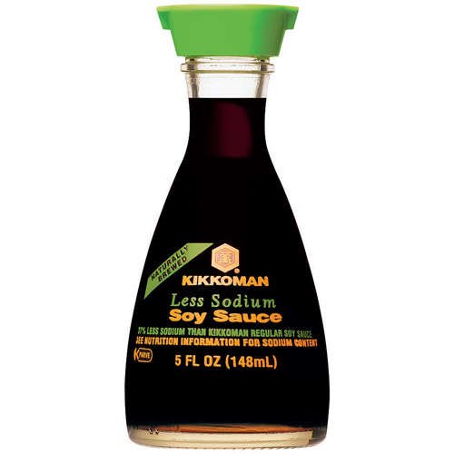 Kikkoman Less Sodium Soy Sauce Dispenser, 5-Ounce Glass Bottle (Pack of 4)