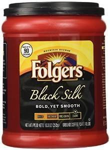 Fresh Taste of Folgers Coffee, Black Silk Flavored Ground Coffee, Bold Yet Smooth, Dark Roasted 10.3 Oz Canister - (2 pk)