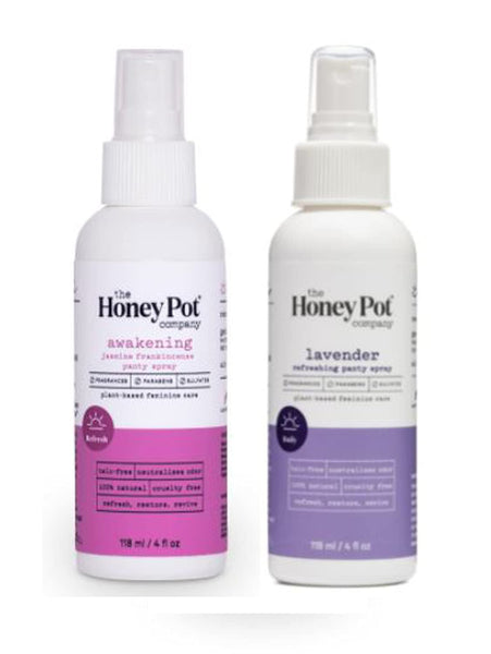 The Honey Pot Company Panty Spray 4 Oz Pack Of 2! Includes Lavender & Jasmine! Plant-Based and All Natural Feminine Spray! Refresh, Restore and Revive Feminine Care! Sulfate Free, Cruelty Free & Paraben Free!