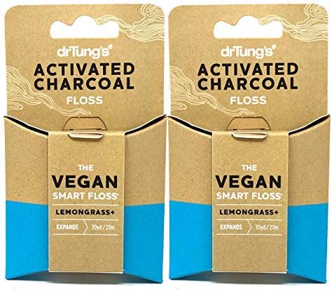 DrTung's Vegan Activated Charcoal Floss, Natural Lemongrass Flavor Dental Floss 2 Pack