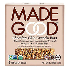 MadeGood Chocolate Chip Granola Bars, 3 Pack (18 bars); Gluten-Free Oats and Delicious Chocolate Chips; Contains Nutrients of 1 Serving of Vegetables; Allergy-Friendly, Full of Chewy, Tasty Goodness