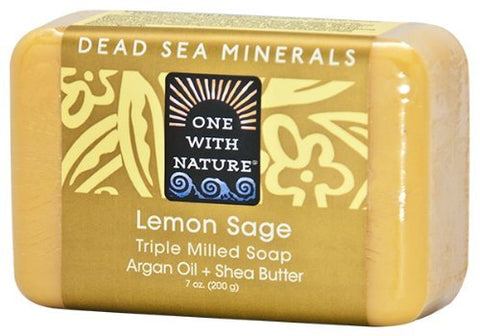 One With Nature Dead Sea Mineral Soap, Lemon Sage, 7-Ounces (Pack of 6)