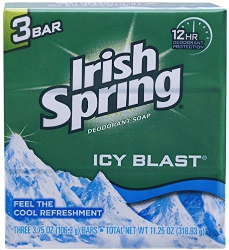 Irish Spring Deodorant Bar Soap, Icy Blast, 3.75 oz bars, 3 ea (Pack of 2)