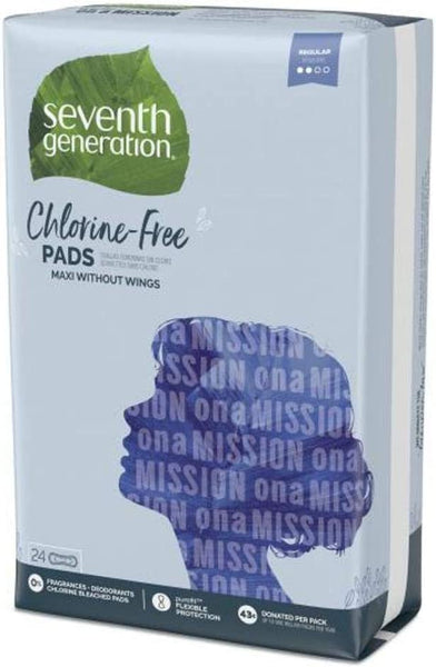 Seventh Generation Free & Clear Maxi Pads, 24 Count (2 Pack)