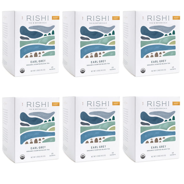 Rishi Tea Earl Grey Herbal Tea | Immune Support, Organic, Caffeinated, Black Tea, Citrus Flavors for Taste | 15 Sachet Bags, 1.75 oz (Pack of 6)