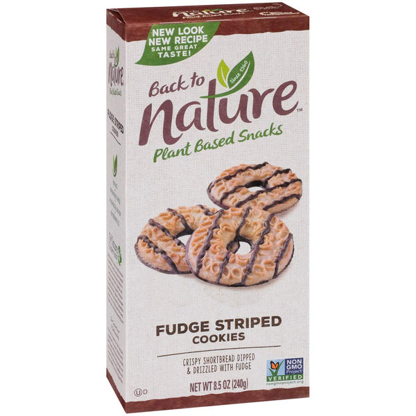 Back to Nature Cookies, Non-GMO Fudge Striped Shortbread, 8.5 Ounce (Pack of 6)
