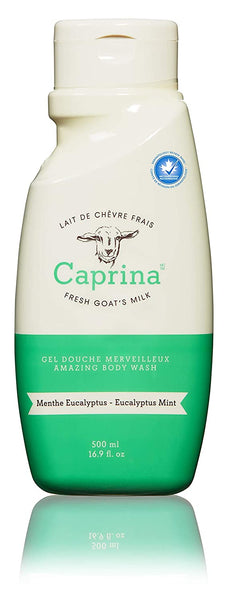 Caprina by Canus Amazing Body Wash, Eucalyptus Mint, 16.9 oz, With Fresh Canadian Goat Milk, Gentle Soap, Moisturizing, Vitamin A, B2, B3, & More, 16.9 Fl oz