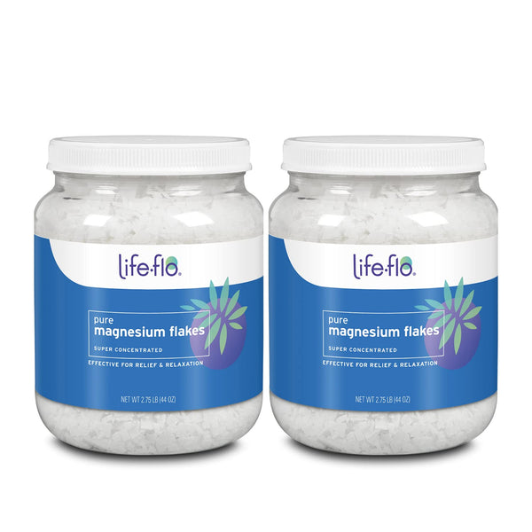 Life-Flo Pure Magnesium Flakes | Magnesium Chloride Brine from Zechstein Seabed | For Relaxing & Rejuvenating Body and Foot Soaks | 44 oz | 2 pk