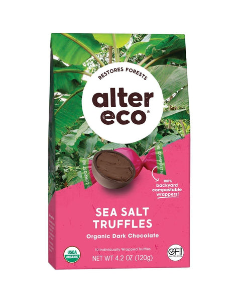 Alter Eco | Deep Dark Sea Salt Truffles | 58% Pure Dark Cocoa, Fair Trade, Organic, Non-GMO, Gluten Free Dark Chocolate Truffles (10 Count (Pack of 1))