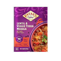 Patak's Lentil & Veggie Tikka Masala, Flavorful, Medium heat curry made with lentils, beans, pumpkin, red pepper, and a balanced melody of other veggies, Ready to Heat Vegetarian Meals (Pack of 6)