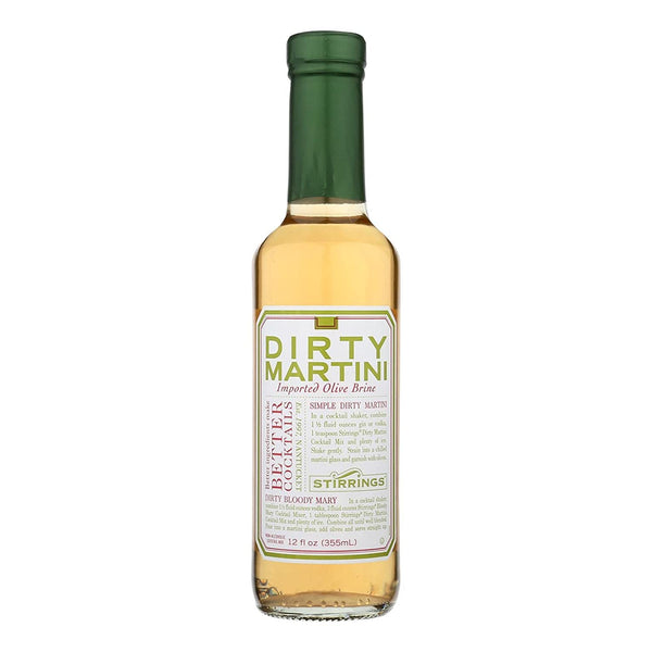 Stirrings All Natural Dirty Martini Cocktail Mixer - 12 ounce bottles | Pack of (6)