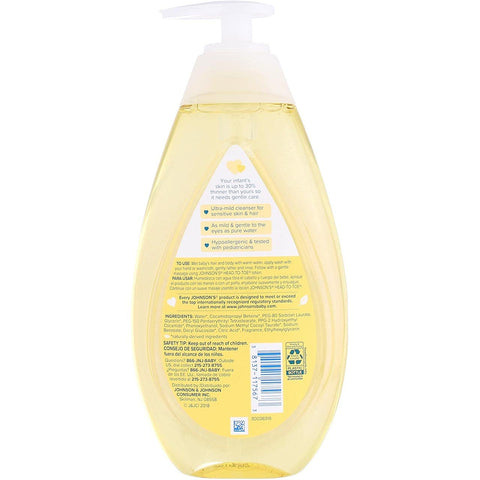 Johnsons Baby Head-To-Toe Wash & Shampoo 16.9 Ounce Pump (500ml) (3 Pack)