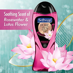 Softsoap Relaxing Body Wash - Pure Zen - Rosewater & Lotus Flower - Net Wt. 15 FL OZ (443 mL) Per Bottle - Pack of 2 Bottles