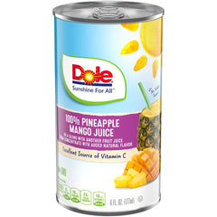 Dole 100% Pineapple Mango Juice, 6 Fl Oz, 6 Cans