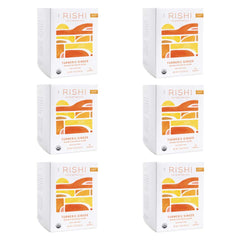 Rishi Tea Turmeric Ginger Herbal Tea | Organic, Caffeine-Free, Ayurvedic, Energy-Boosting | Citrus Flavors for Taste | 15 Sachet Bags, 1.75 oz (Pack of 6)