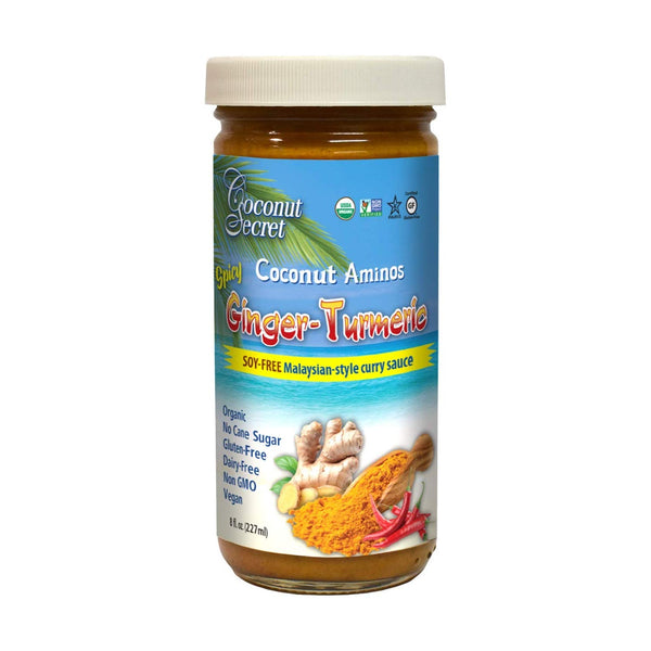 Coconut Secret Soy-Free Spicy Ginger-Turmeric Curry Sauce - Coconut Aminos, Organic, Gluten-Free, Non-GMO, No Cane Sugar, Vegan - 8 Fl Oz