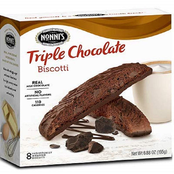 Nonni's Triple Chocolate Biscotti 8 Individually Wrapped Biscotti, 6.88 Ounce Box 2 Pack