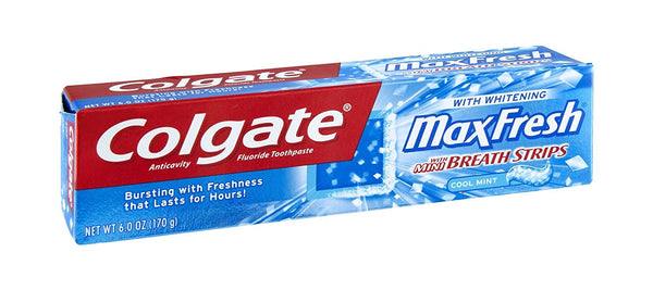 Colgate Max Fresh Whitening with Mini Breath Strips Cool Mint Toothpaste 6 OZ