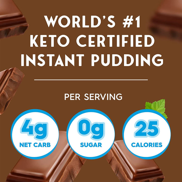 Simply Delish Natural Instant Chocolate Pudding - Sugar Free, Non GMO, Gluten Free, Fat Free, Vegan, Keto Friendly - 1.7 OZ (Pack of 3)