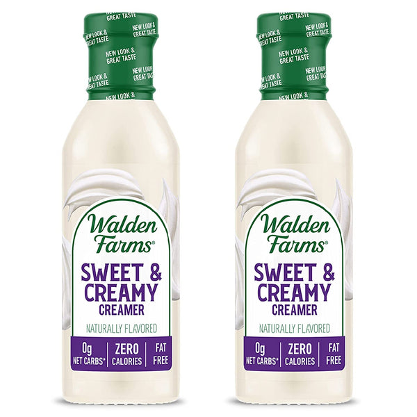 Walden Farms Sweet Cream Coffee Creamer, 12 oz. Bottle, Fresh Flavored Non-Dairy Milk Substitute, Natural and Liquid, Gluten Free and 0g Net Carbs, Vegan Friendly, 2 Pack Bottles