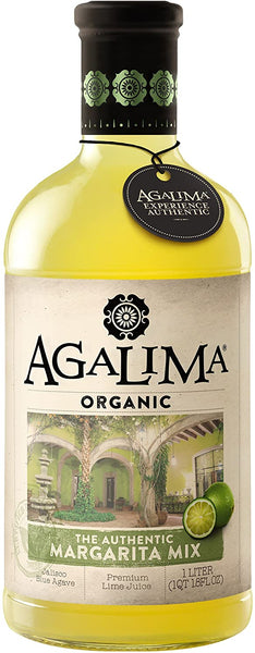 Agalima Organic Authentic Margarita Drink Mix, All Natural, 1 Liter (33.8 Fl Oz) Glass Bottle, Individually Boxed