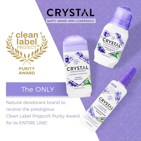 CRYSTAL™ Mineral Deodorant Spray- Body Deodorant With 24-Hour Odor Protection, Lavender & White Tea Spray, Non-Staining, Aluminum Chloride & Paraben Free, 4 FL OZ - Pack of 2