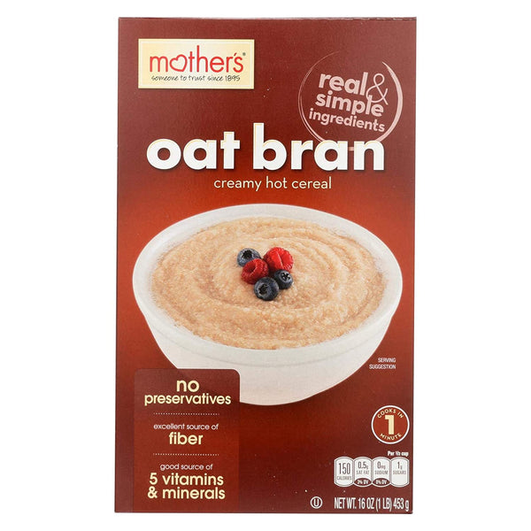 Mothers, Cereal Hot Oat Bran, 16 OZ (Pack of 6)