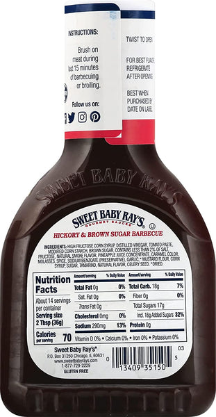 Sweet Baby Ray's Barbecue Sauce, Hickory and Brown Sugar, 18 OZ (Pack of 2)