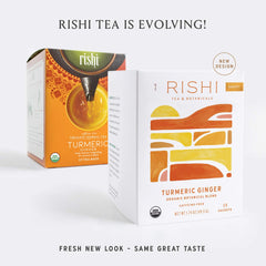 Rishi Tea Turmeric Ginger Herbal Tea | Organic, Caffeine-Free, Ayurvedic, Energy-Boosting | Citrus Flavors for Taste | 15 Sachet Bags, 1.75 oz (Pack of 6)