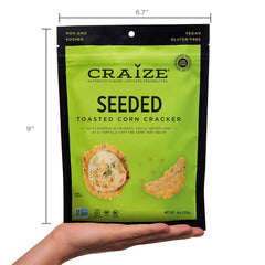 Craize Thin & Crunchy Toasted Corn Crackers – Seeded Healthy & Organic Gluten Free Crackers - 3 Pack, 4 Ounces Each