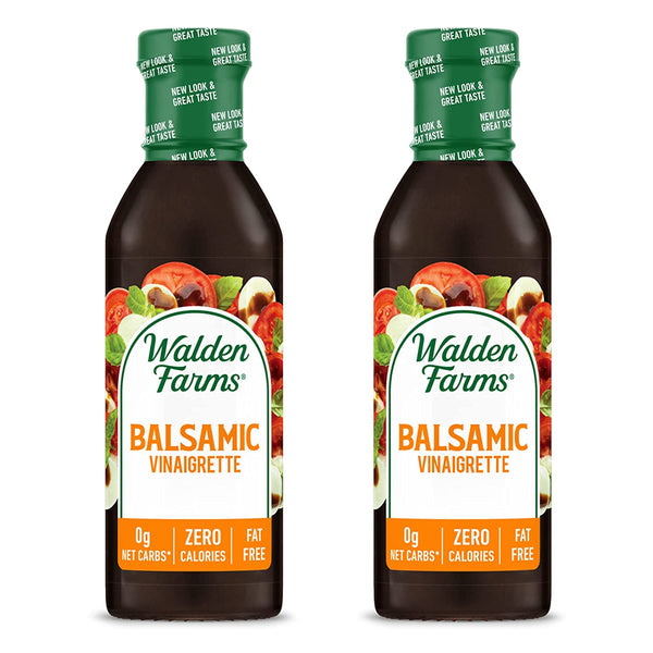 Walden Farms Balsamic Vinaigrette Dressing, 2-Pack, Fresh Sweet Salad and Pizza Topping, Sugar Free, 0g Net Carbs, and Keto Friendly, Vegan, 12 oz. Bottles