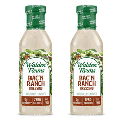 Walden Farms Bacon Ranch Dressing, 12 oz Bottle, Fresh and Delicious Salad Topping, Sugar Free 0g Net Carbs Condiment, Cool and Tangy, 2 Pack