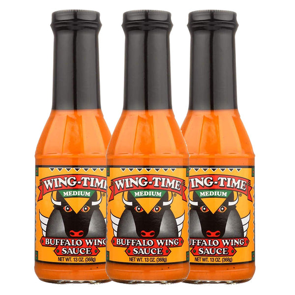 [Pack of 3] [MEDIUM] Wing Time Traditional Buffalo Wing Sauce - 13 Fl Oz