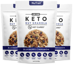 NuTrail™ - Keto Blueberry Nut Granola Healthy Breakfast Cereal - Low Carb Snacks & Food - 3g Net Carbs - Almonds, Pecans, Coconut and more (11 oz) (3 Count)