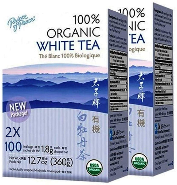 Prince of Peace Organic White Tea 100 Count (Pack of 2)