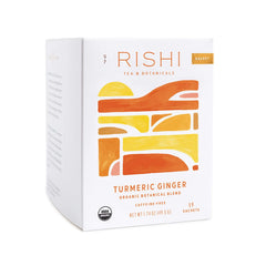 Rishi Tea Turmeric Ginger Herbal Tea | Organic, Caffeine-Free, Ayurvedic, Energy-Boosting | Citrus Flavors for Taste | 15 Sachet Bags, 1.75 oz (Pack of 6)