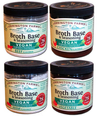 Orrington Farms - Vegan Broth Seasoning Combo - Vegan Chicken, Vegan Beef, Vegan Ham, Vegan Vegetable, 6 oz. jars (4 Pack)