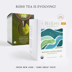 Rishi Tea Matcha Super Green Herbal Tea | Organic Sencha, Highly Caffeinated, Umami, Antioxidant Rich | 15 Sachet Bags, 1.43 oz (Pack of 6)