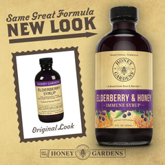 Honey Gardens Elderberry Syrup with Apitherapy Raw Honey, Propolis & Elderberries | Traditional Immune Formula w/Echinacea | 8 fl. oz.