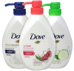 Dove Body Wash Variety Pack, Deeply Nourishing, Pomegranate & Lemon Verbena and Cucumber & Green Tea Pump Bottles, 18.5 Ounces (Pack of 3)