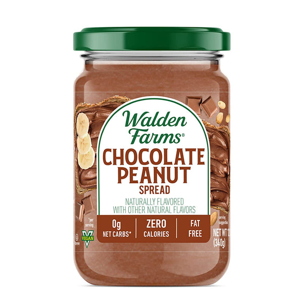 Walden Farms Whipped Chocolate Peanut Spread, Fat and Calorie Free Nut Butter, Natural Fresh Roasted Nuts, Smooth and Creamy Classic Flavor, 12 oz Jar