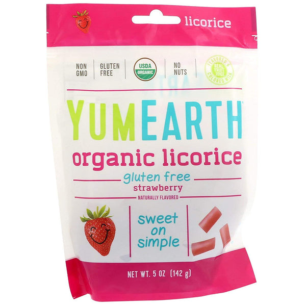 YumEarth Organic Gluten-Free Licorice Strawberry 5 oz. Bag (Pack of 2)