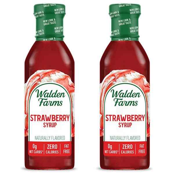 Walden Farms Strawberry Sugar Free Syrup for Pancakes, Waffles, French Toast, and Fresh Pastries, 0g Net Carbs, Calories, Fat, or Gluten, Kosher Certified, 12 oz Bottles, 2 Pack