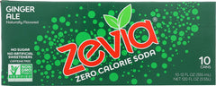 Zevia, Soda Zero Calorie Ginger Ale, 12 Fl Oz, 10 Pack