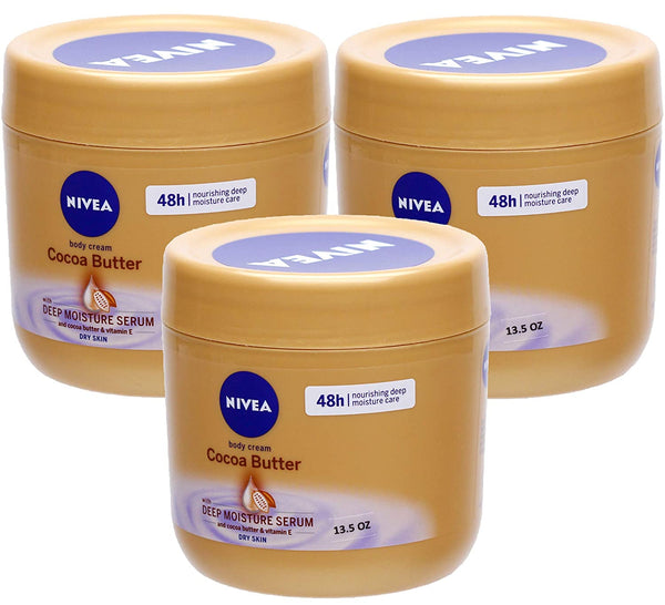 Nivea Cocoa Butter Body Cream for Dry Skin - 13.5 Fl Oz / 400 mL x 3 Pack